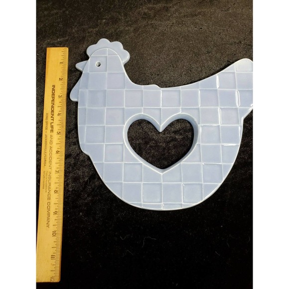 TREASURE CRAFT ROOSTER 🐓 TRIVET HOT PLATE COUNTRY FARMHOUSE RUSTIC CORNING BLUE - Picture 4 of 12